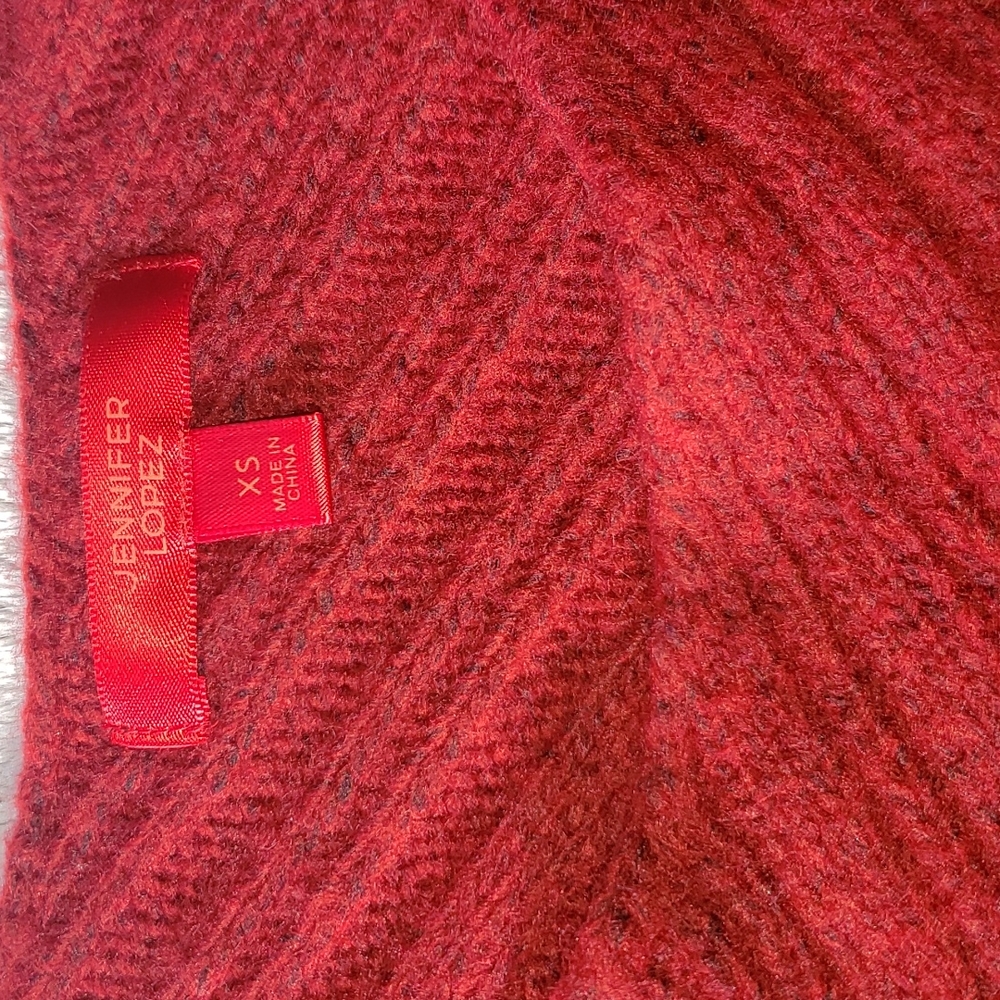 Jennifer Lopez Red Black Pullover Sweater XS - Picture 3 of 14